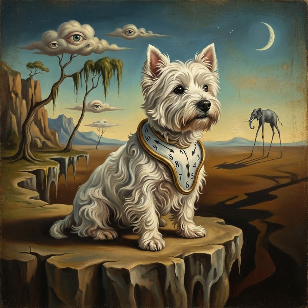 West Highland White Terrier in Dali style
