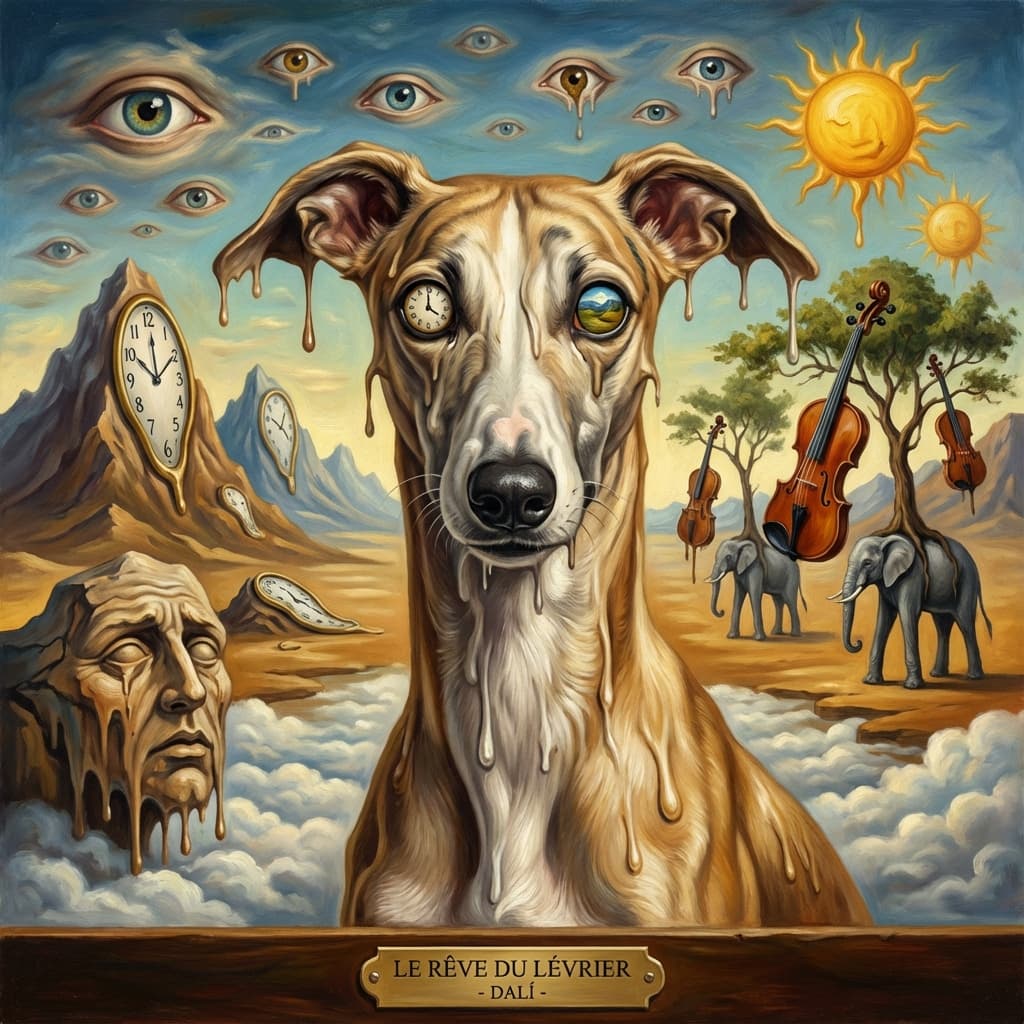 Whippet in Dali style