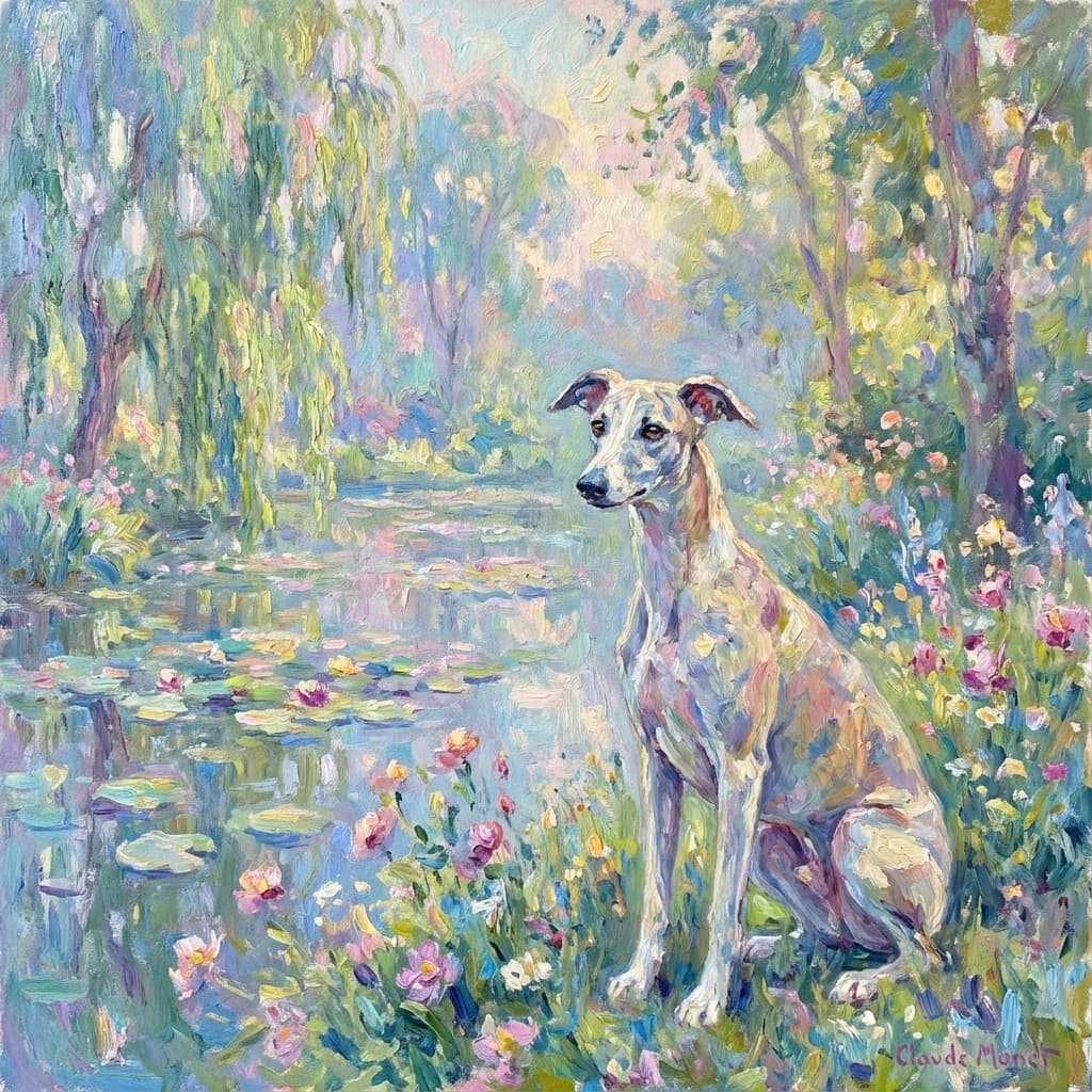 Whippet in Monet style