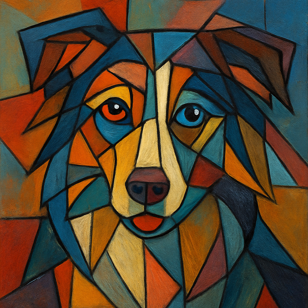 Australian Shepherd in Picasso style