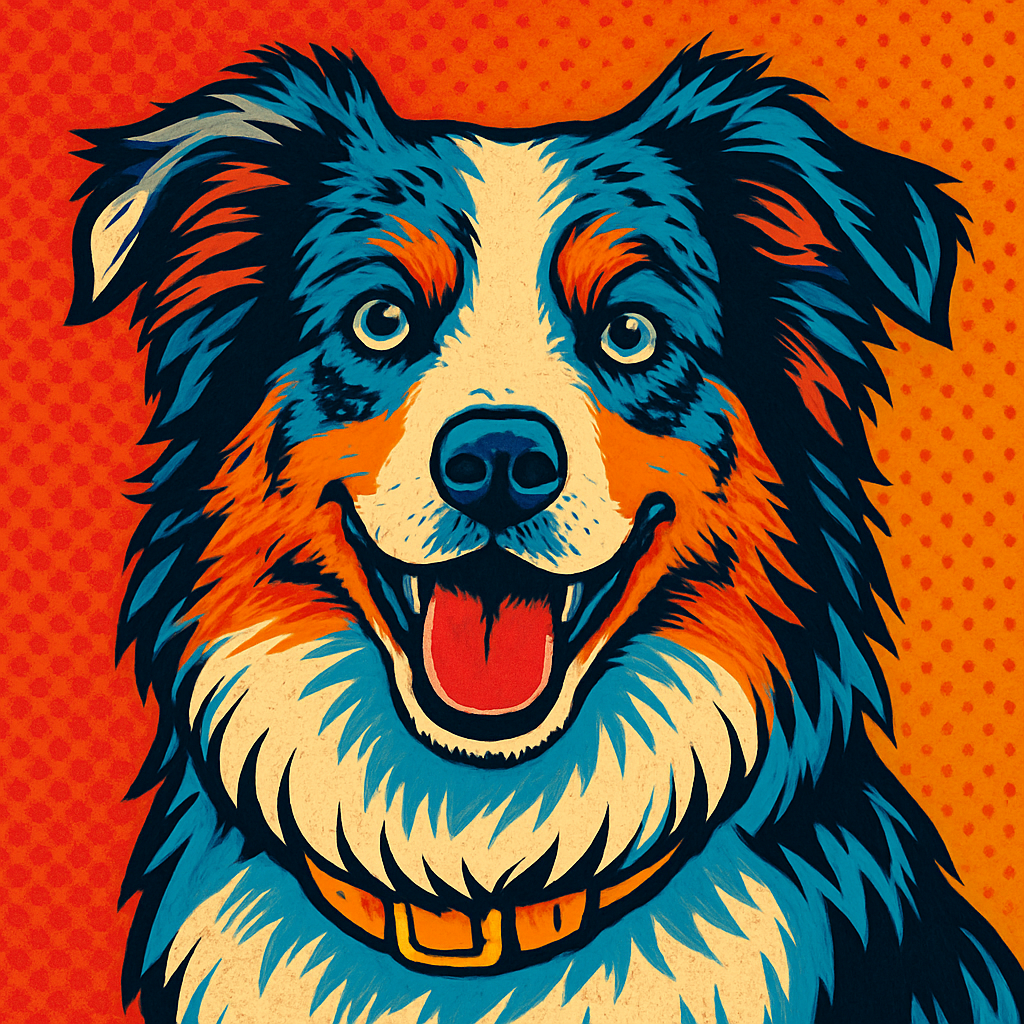 Australian Shepherd in Warhol style