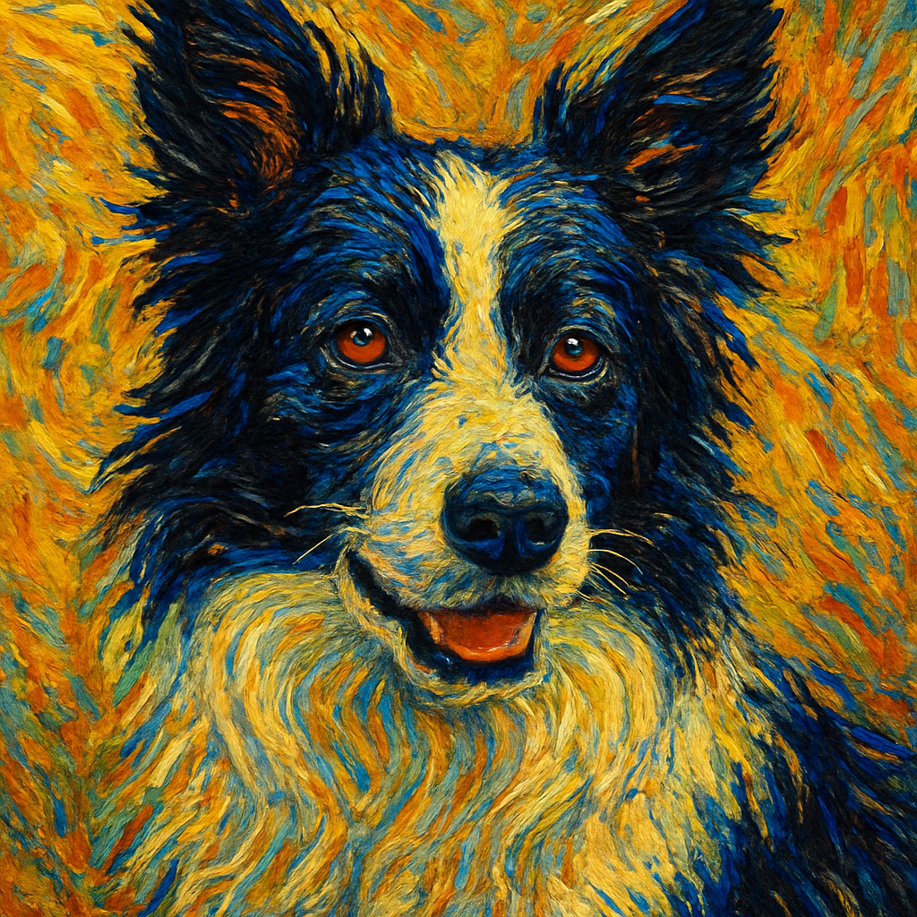 Border Collie in Van Gogh style