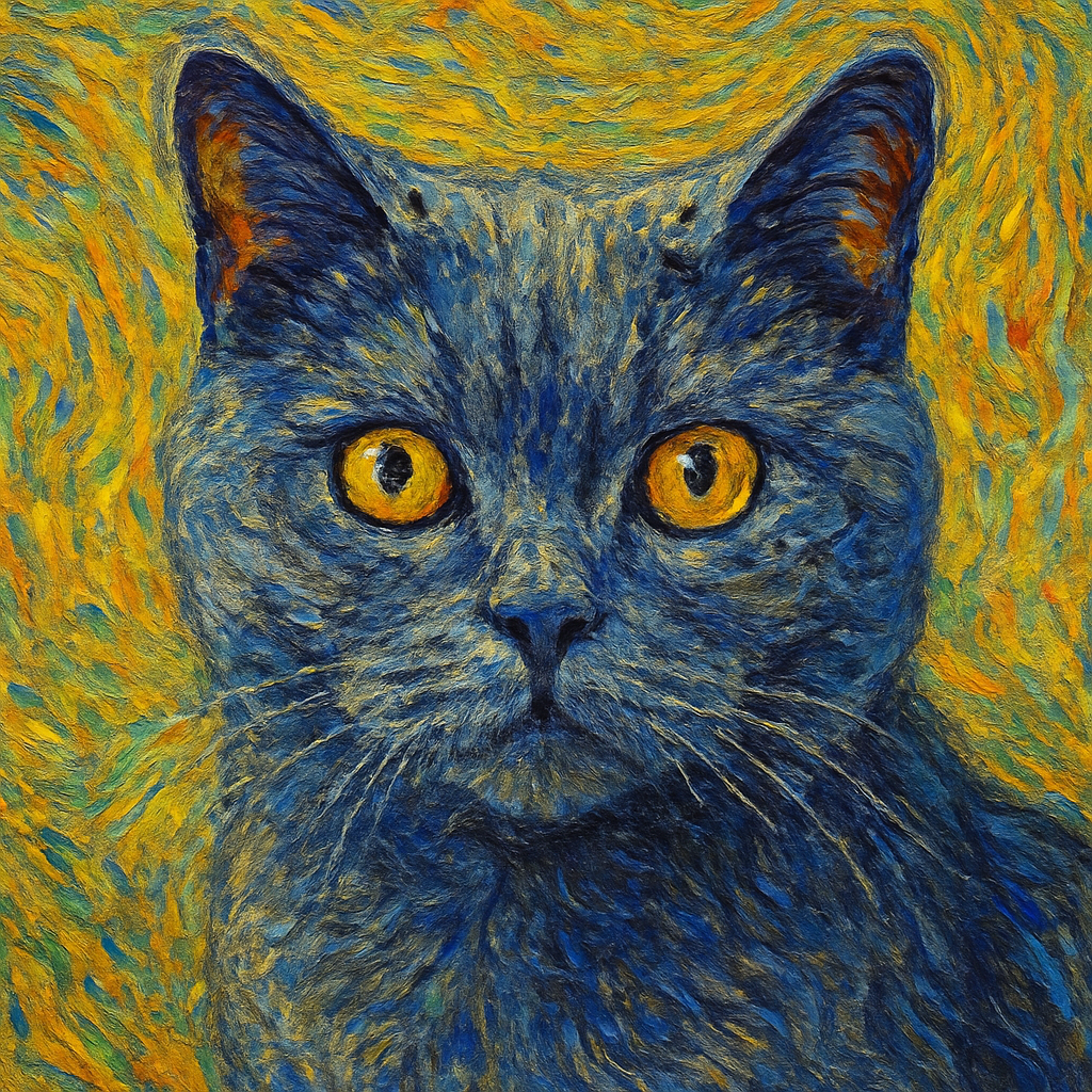 British Shorthair in Van Gogh style