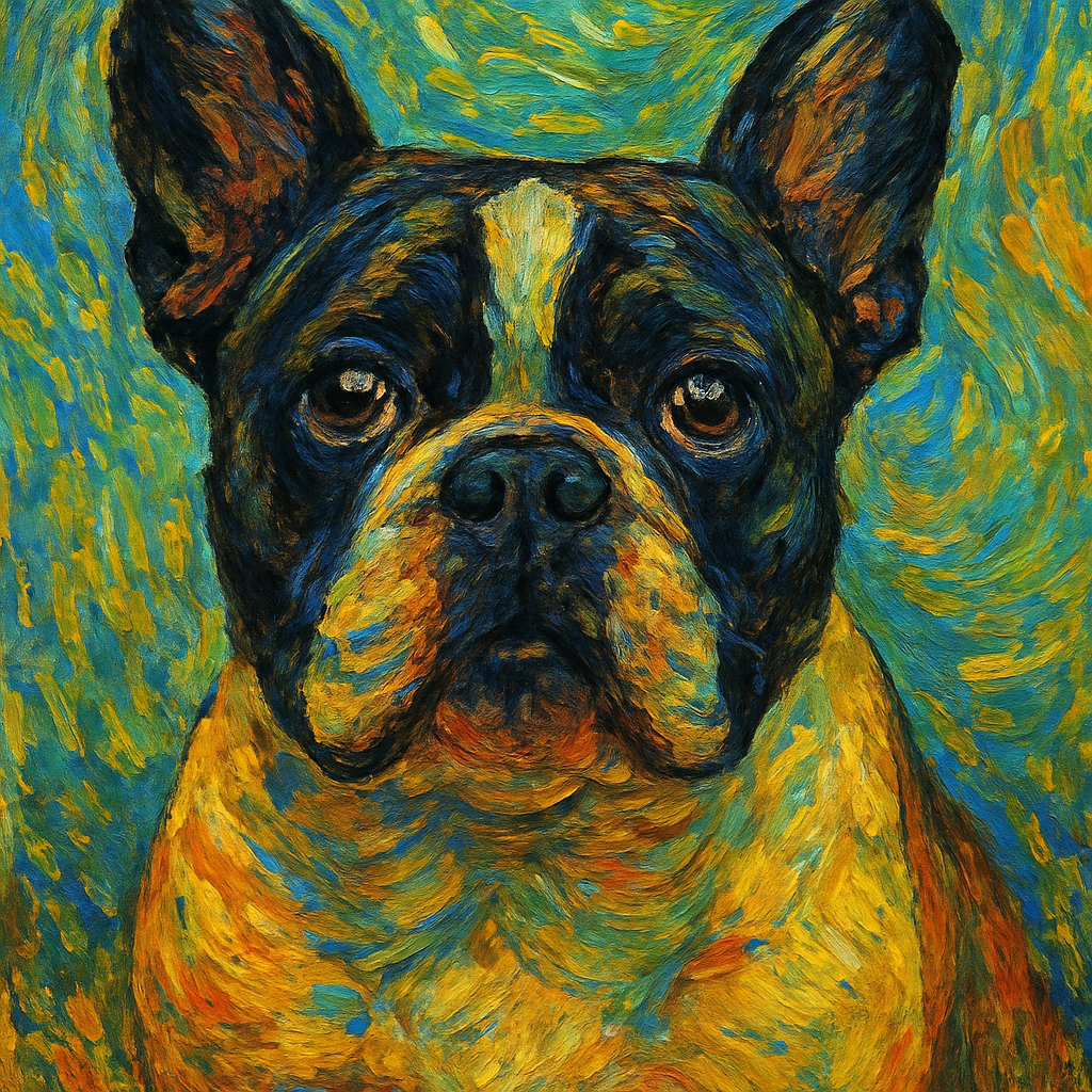 Bulldog in Van Gogh style