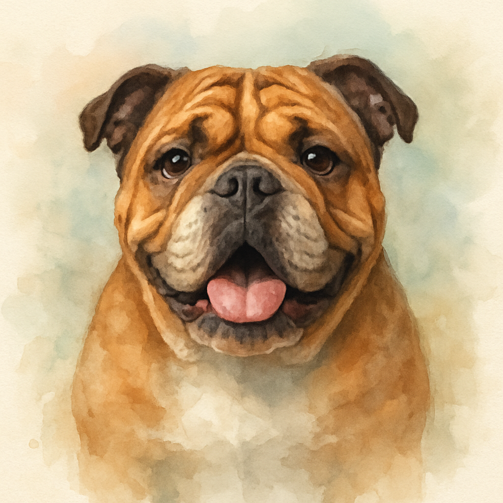 Bulldog in Watercolor style