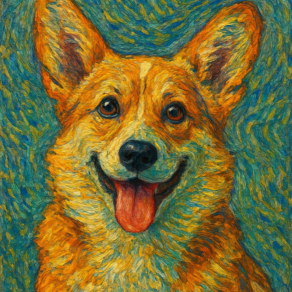 Corgi in Van Gogh style