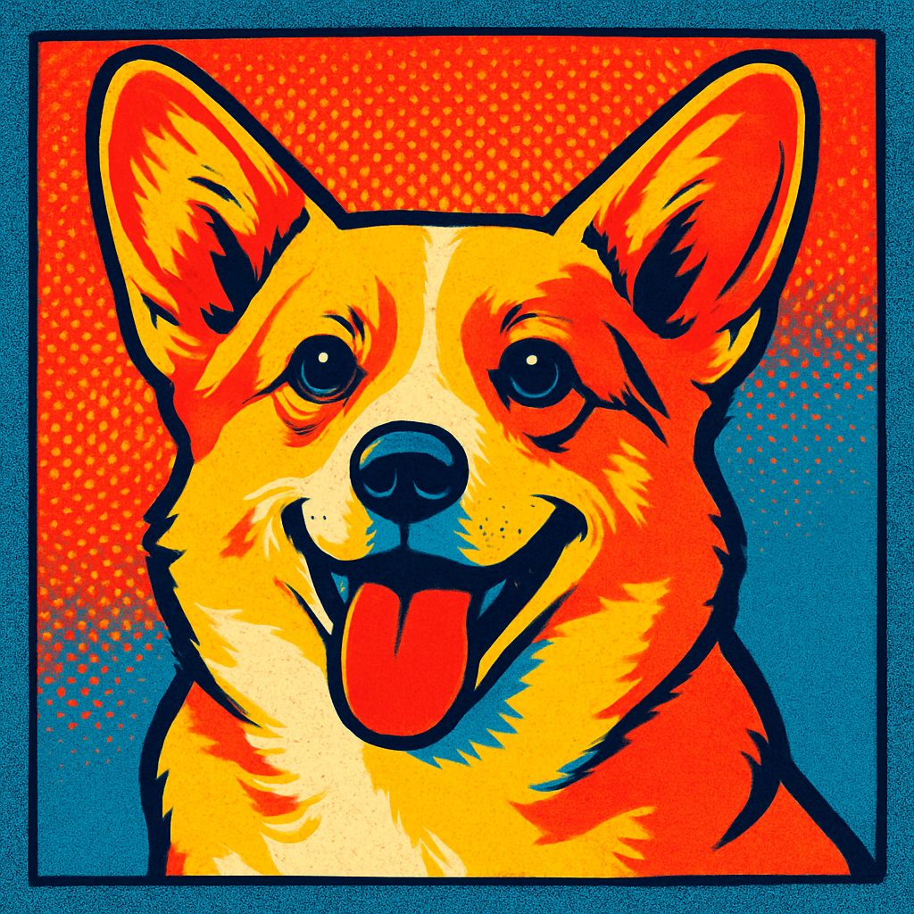Corgi in Warhol style