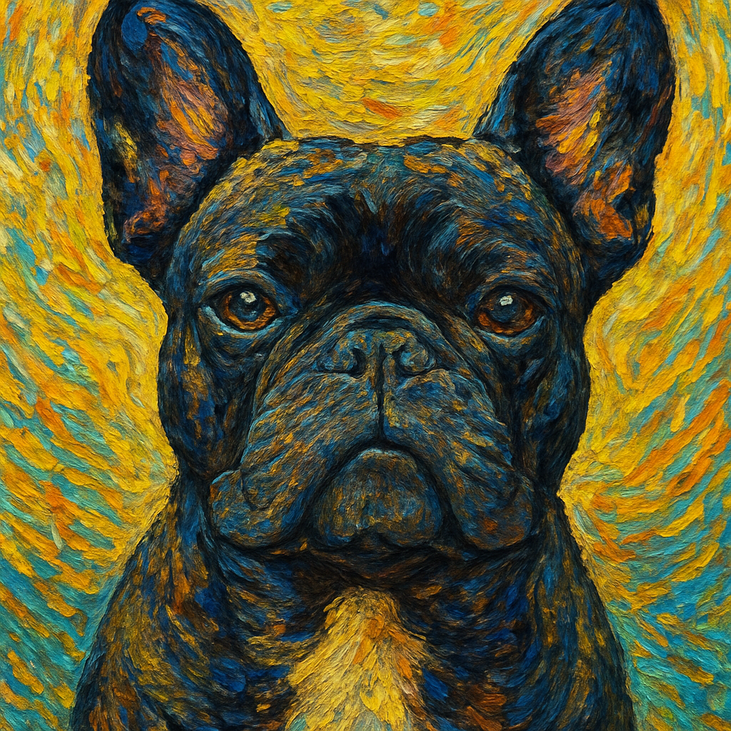 French Bulldog in Van Gogh style