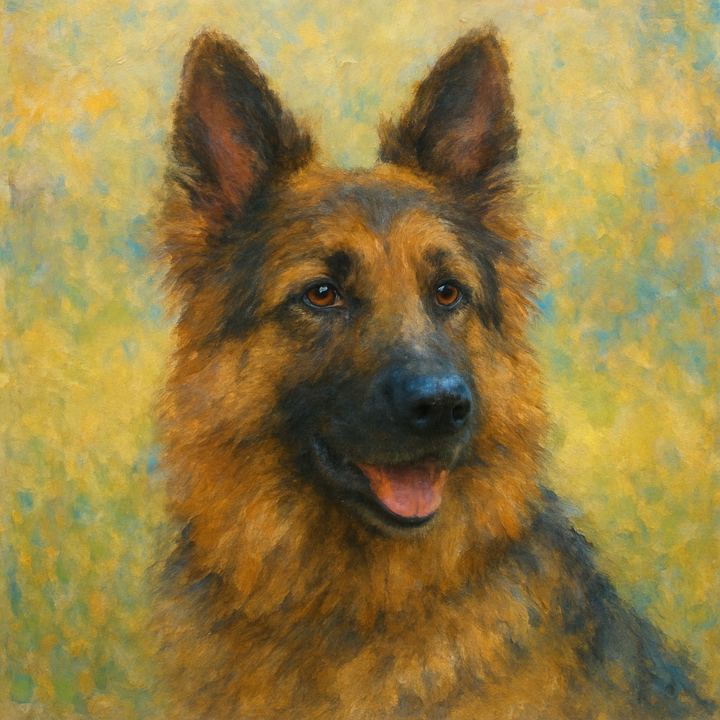 German Shepherd in Monet style