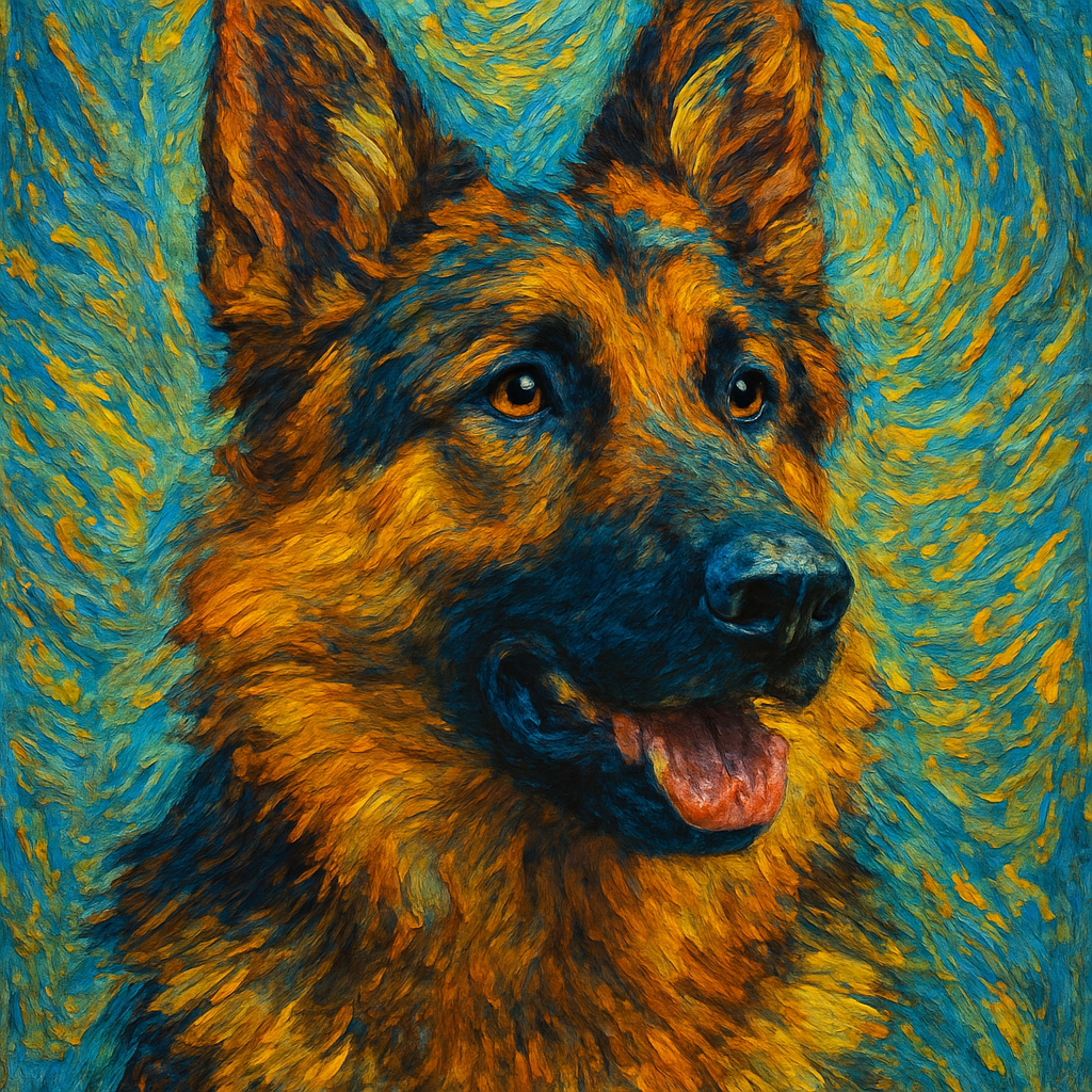 German Shepherd in Van Gogh style