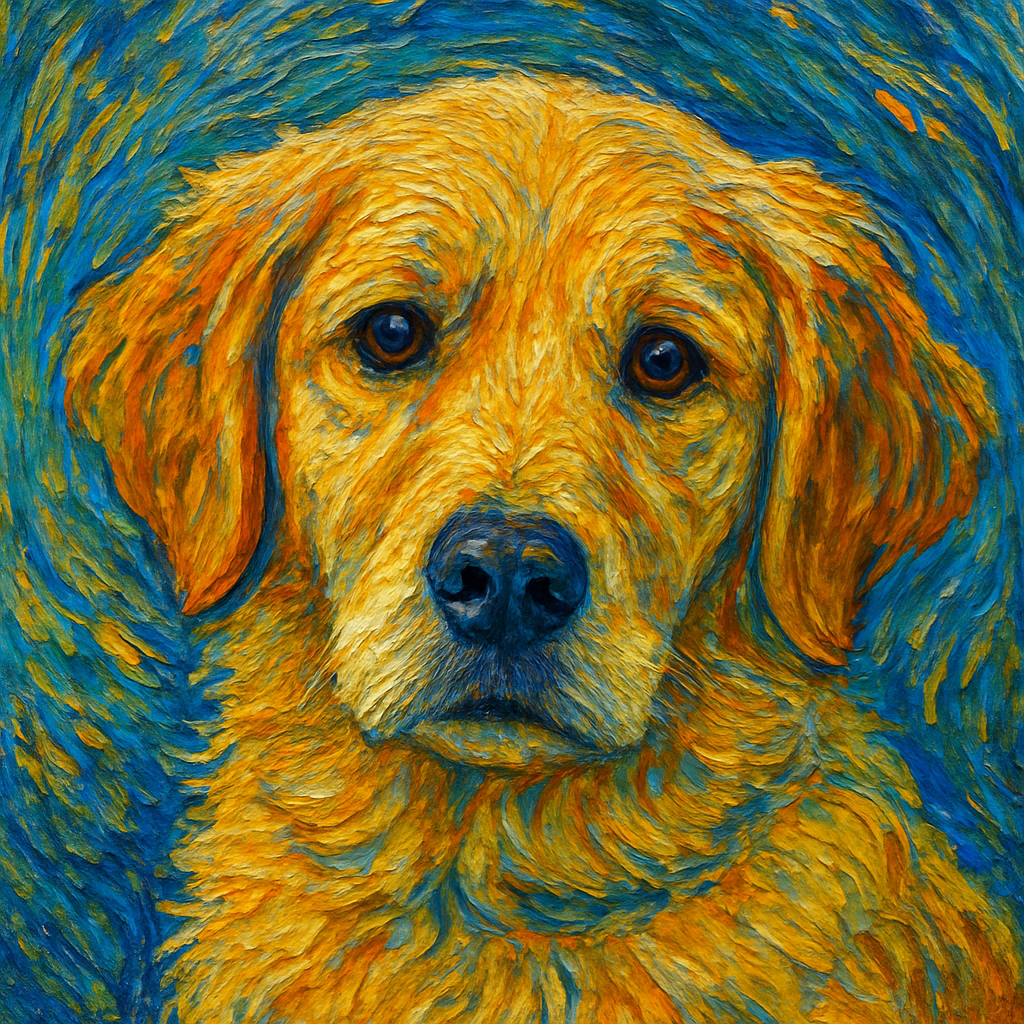 Golden Retriever in Van Gogh style