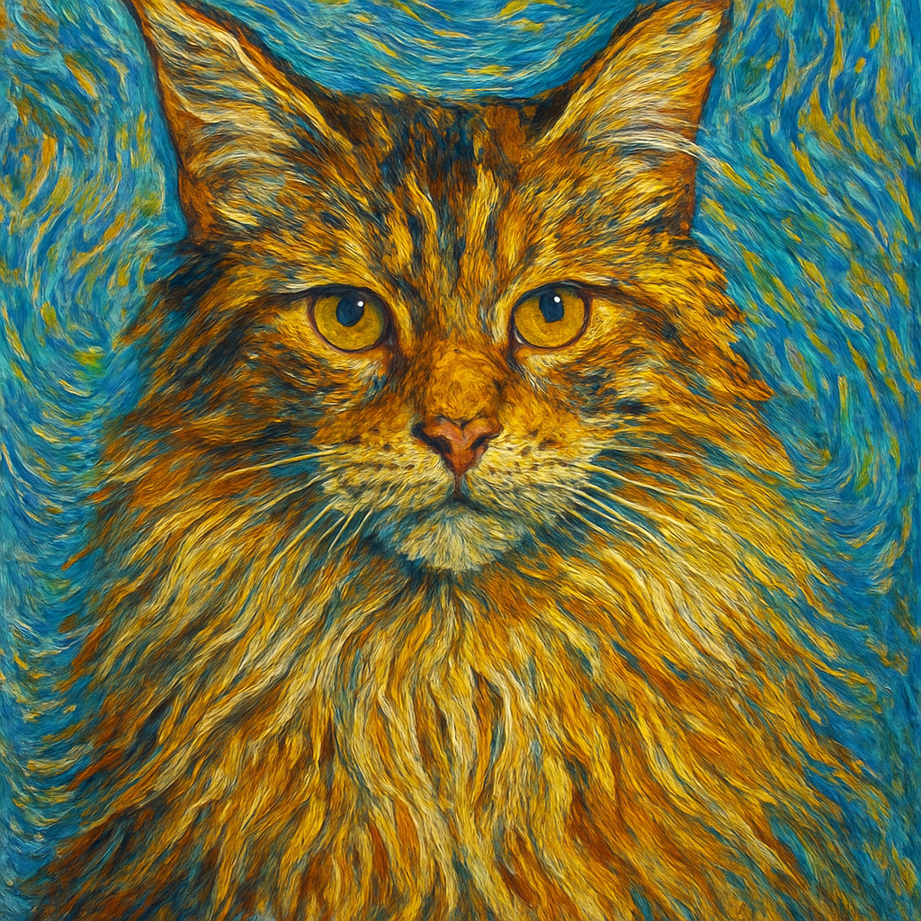 Maine Coon in Van Gogh style