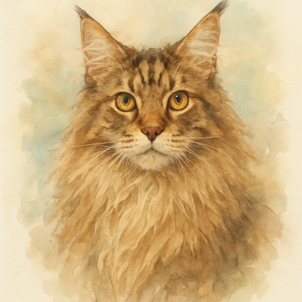 Maine Coon in Watercolor style