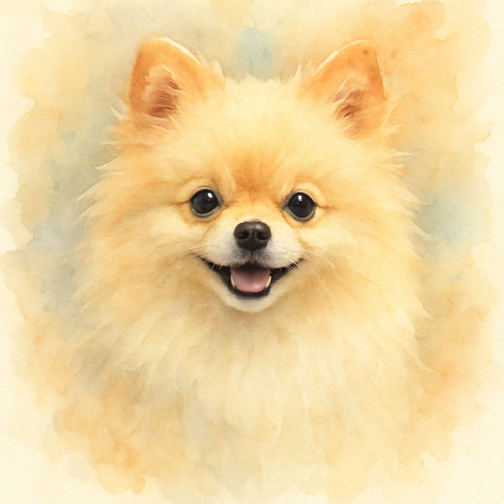 Pomeranian in Watercolor style
