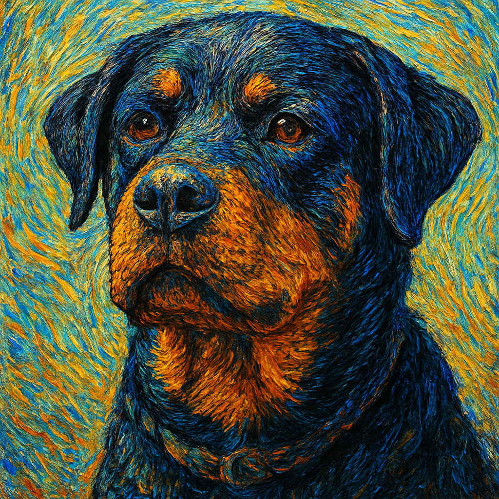 Rottweiler in Van Gogh style