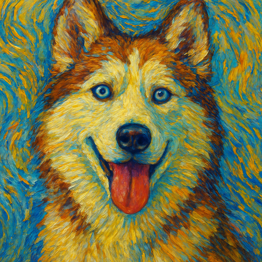 Siberian Husky in Van Gogh style